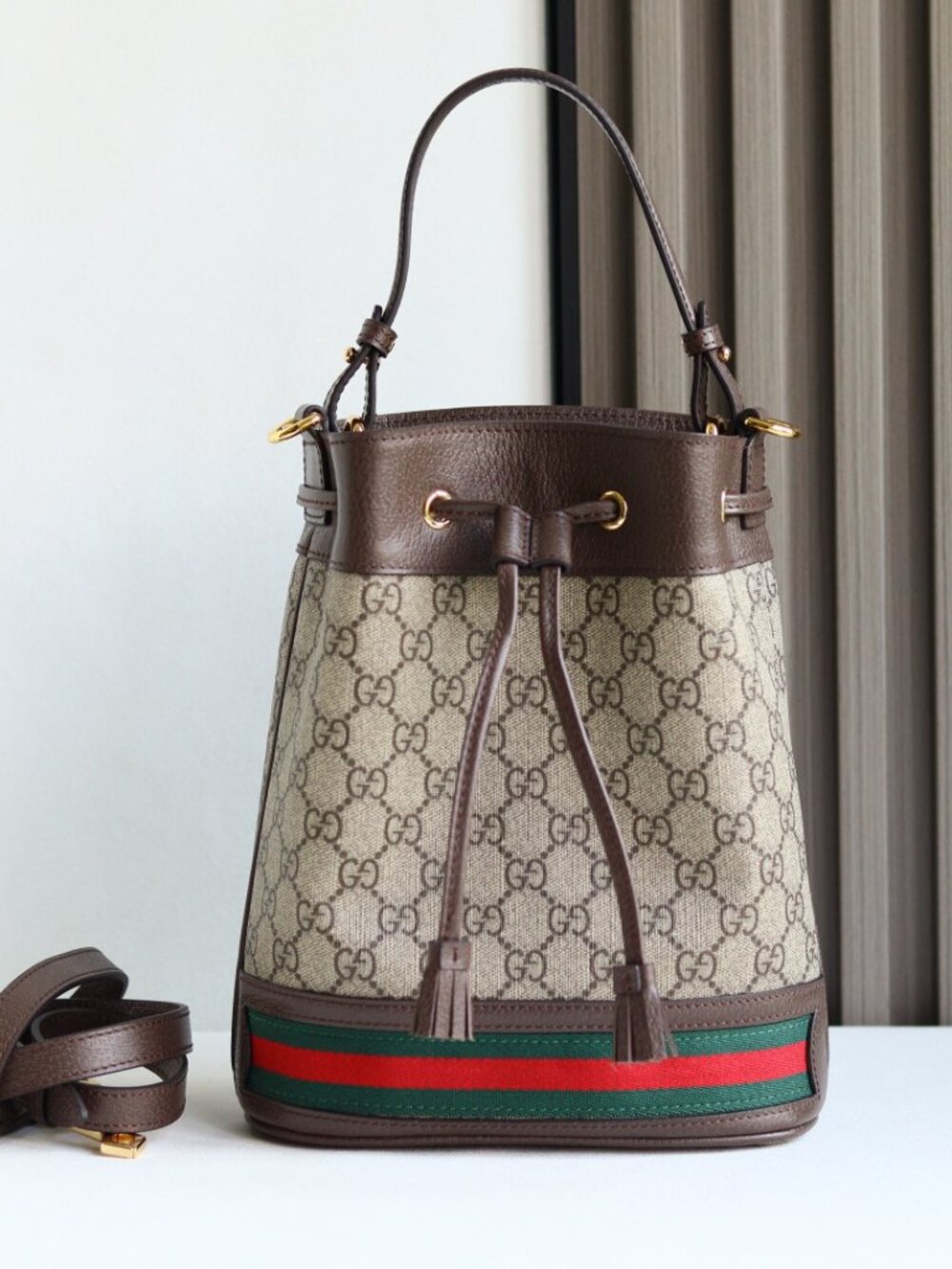 Gucci Brown Monogram Canvas Bucket Bag